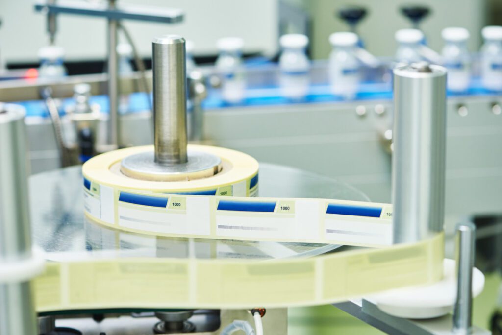 A pharmaceutical labeling company printing labels for a new drug.