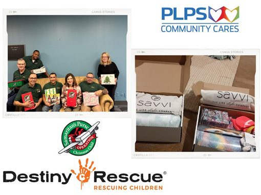 two images of PLPS team members and the nonprofits we support