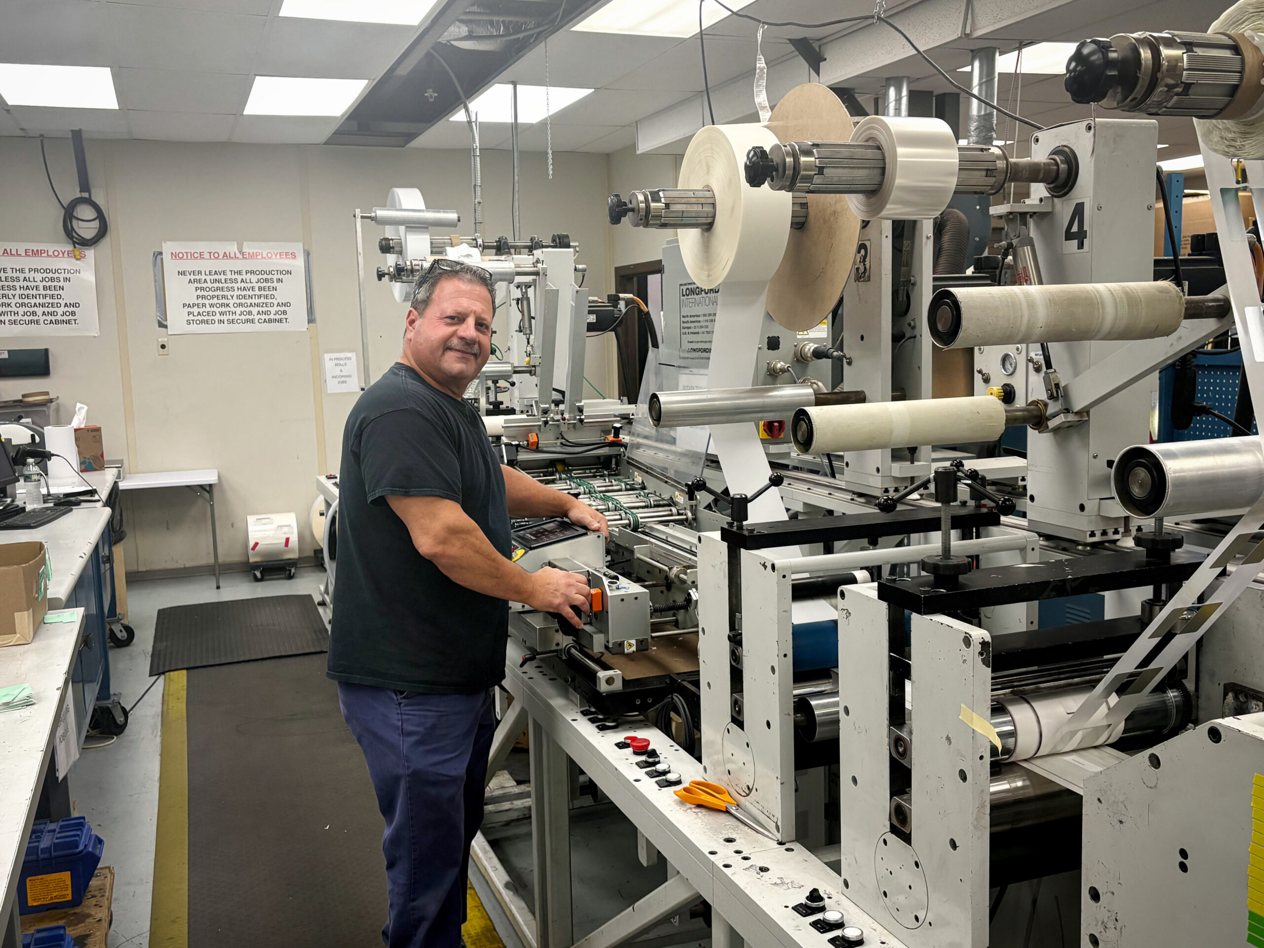 Press operator at a label press
